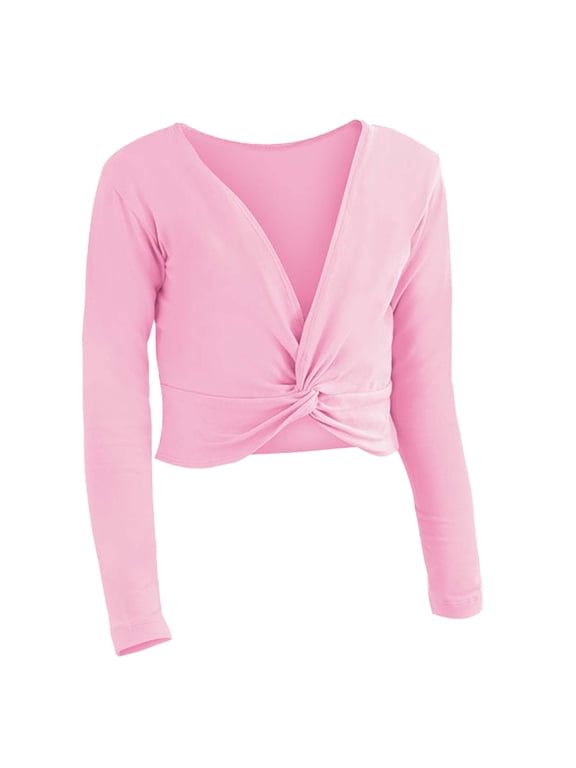 Toddler Girls Long Sleeve Ballet Top Solid Color Dance Leotard Shirt, Sizes 3-4