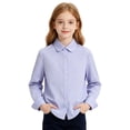 thumbnail image 1 of Kiijoy Toddler Girls Long Sleeve Dress Shirt Formal Classic Solid Button Down Shirt Top, 1 of 4