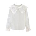 thumbnail image 1 of Kiijoy Toddler Girls Long Sleeve Party Blouse School Ruffled Button Down Shirt, White, 3-4 Years, 1 of 8