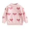 thumbnail image 1 of Kiijoy Toddler Girls Long Sleeve Pearls Sweater Hearts Print Soft Pullover Top, Sizes 2-3, 1 of 7