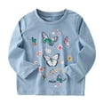 thumbnail image 1 of Kiijoy Toddler Girls Long Sleeve T-Shirt Butterfly Print Cotton Soft T Shirt, Sizes 3-4, 1 of 8