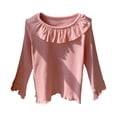 thumbnail image 1 of Kiijoy Toddler Girls Long Sleeve T-Shirt Casual Ruffle Crew Neck Knit Blouse, Sizes 3-4, 1 of 2