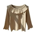 thumbnail image 1 of Kiijoy Toddler Girls Long Sleeve T-Shirt Casual Ruffle Crew Neck Knit Blouse, Sizes 4-5, 1 of 2