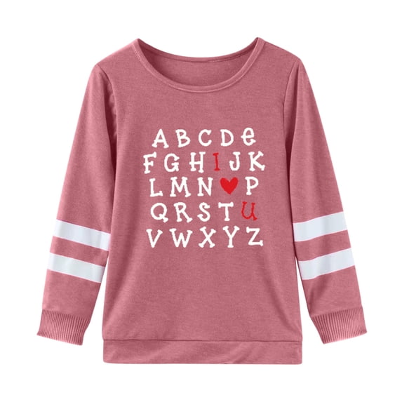 Kiijoy Toddler Girls Long Sleeve T Shirt Hearts Print Round Neck T-Shirt Top, 2-3 Years