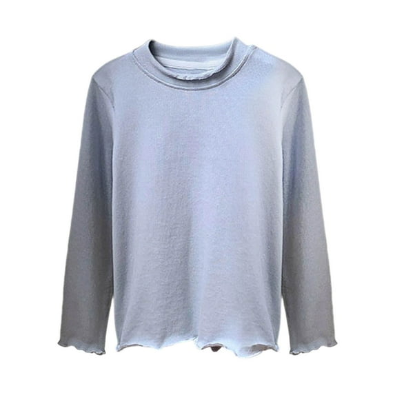 Kiijoy Toddler Girls Long Sleeve T-Shirt Undershirt Solid Soft Casual T Shirt, Sizes 4-5