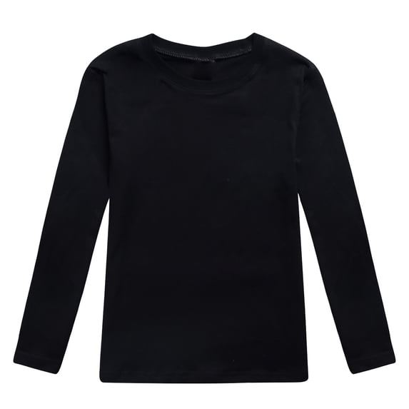 Kiijoy Toddler Girls Long Sleeve T Shirt Unisex Casual Crewneck T-Shirt Undershirt, Black, 2-3 Years