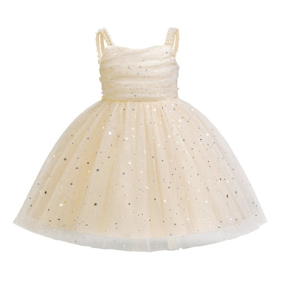Kiijoy Toddler Girls Mesh Shiny Pageant Dress Sleeveless Party Princess Dress Gown, Sizes 2-7