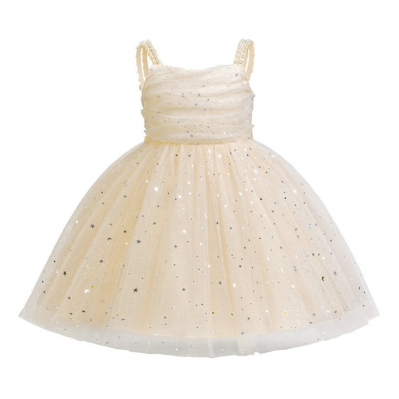 Kiijoy Toddler Girls Mesh Shiny Pageant Dress Sleeveless Party Princess Dress Gown, Sizes 2-7