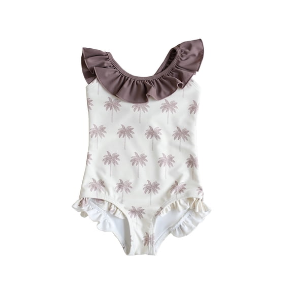 Kiijoy Toddler Girls One Piece Swimsuit Cute Ruffle Sleeveless Bathing Suit with UPF50+