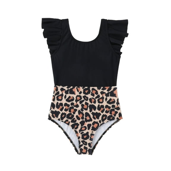 Kiijoy Toddler Girls One-Piece Swimsuit Ruffle Tropical Bathing Suit Swimwear, Sizes 4-5 T