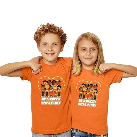 Kiijoy Toddler Girls Orange T-Shirt Short Sleeve Graphic Tee Shirt for Kids, Sizes 2-3