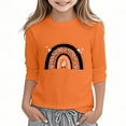 thumbnail image 1 of Kiijoy Toddler Girls Orange Tshirt Graphic 3/4 Sleeve Crew Neck T Shirt Tee, Sizes 2-3, 1 of 3