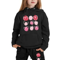 Kiijoy Toddler Girls Outfit Sets Hearts Print Hoodie and Joggers Sweatsuit, Sizes 2-3