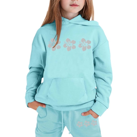 Kiijoy Toddler Girls Outfits Casual Flower Print Hoodie Sweatpants Sweat Suit, Sizes 1-2T