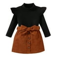 thumbnail image 1 of Kiijoy Toddler Girls Outfits Ruffles Long Sleeve Ribbed Turtleneck T-Shirt Skirt Set, Sizes 3-4, 1 of 7
