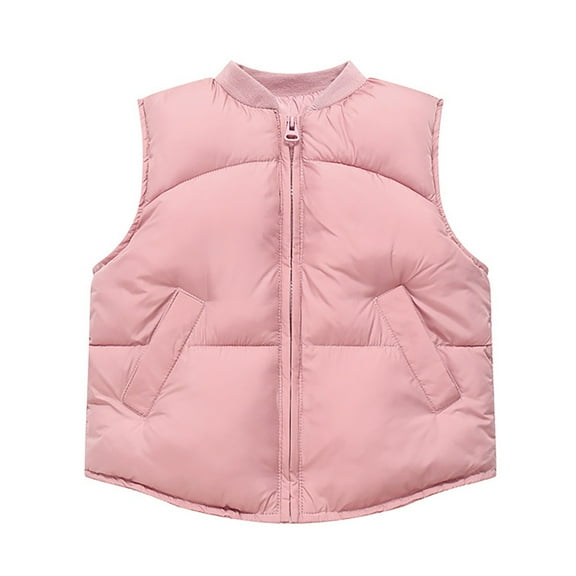 Kiijoy Toddler Girls Padded Vest Solid Casual Warm Quilted Sleeveless Jacket, Sizes 3-4