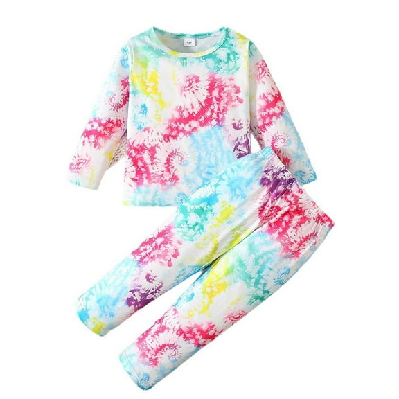 Kiijoy Toddler Girls Pajama Set Long Sleeve Soft T-Shirt Pants 2Pcs Sleepwear, Sizes 1-2T