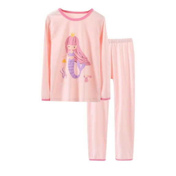 Kiijoy Toddler Girls Pajamas Cartoon Print Long Sleeve T-Shirt Pants Sleepwear, Sizes 2-3
