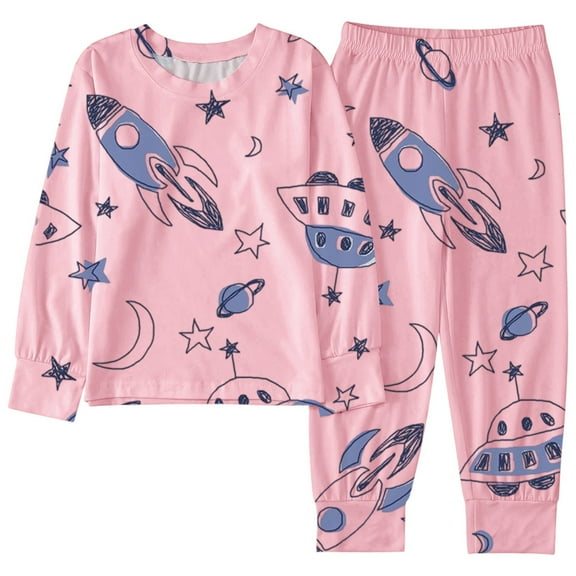 Kiijoy Toddler Girls Pajamas Graphic Long Sleeve Top Pants Soft Sleepwear Set, Sizes 2-3T
