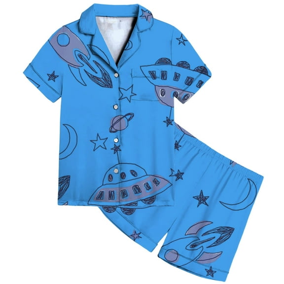 Kiijoy Toddler Girls Pajamas Graphic Short Sleeve Button Top Shorts Loungewear, Sizes 4-5