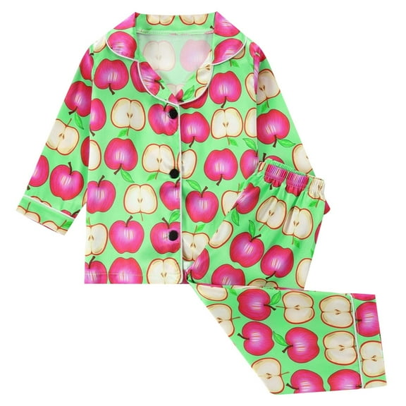 Kiijoy Toddler Girls Pajamas Long Sleeve Button Down Shirt Pants Sleepwear, Sizes 3-4