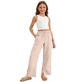 thumbnail image 1 of Kiijoy Toddler Girls Pants Lightweight High Rise Straight Leg Side Slit Pants, Sizes 4-5T, 1 of 6
