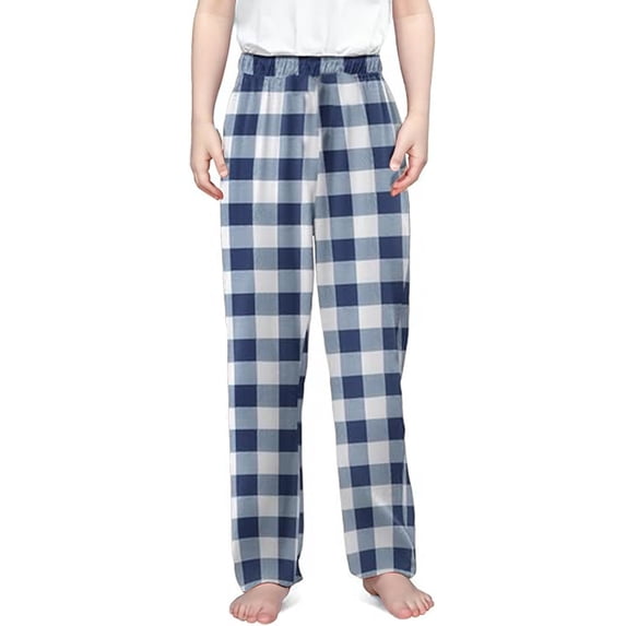 Kiijoy Toddler Girls Plaid Sleep Pants High Waist Soft Loose Loungewear Pants, Sizes 3-10