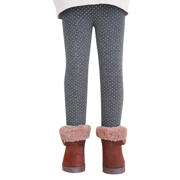 Kiijoy Toddler Girls Polka Dots Leggings Winter Lined Stretchy Pants, Sizes 3-4