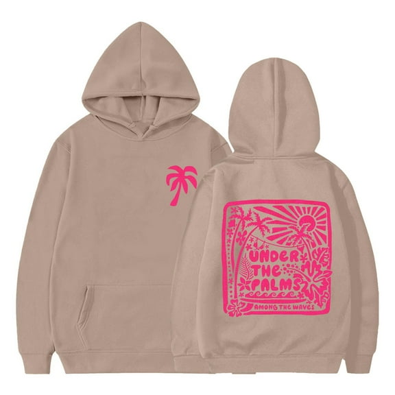 Kiijoy Toddler Girls' Preppy Graphic Hoodie Palm Print Hooded Sweatshirt, Sizes 2-3