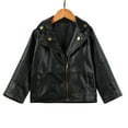 thumbnail image 1 of Kiijoy Toddler Girls Pu Leather Jacket Motorcycle Zip Up Coat Trendy Outerwear, Black, 2-3 Years, 1 of 6