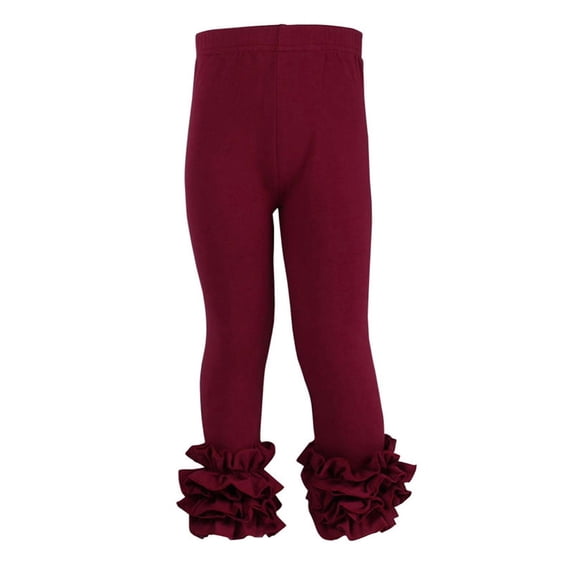 Kiijoy Toddler Girls Ribbed Ruffles Leggings Slim Fit Cotton Casual Pants, Sizes 4-5