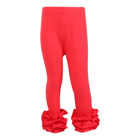 Kiijoy Toddler Girls Ribbed Ruffles Leggings Slim Fit Cotton Casual Pants, Sizes 4-5