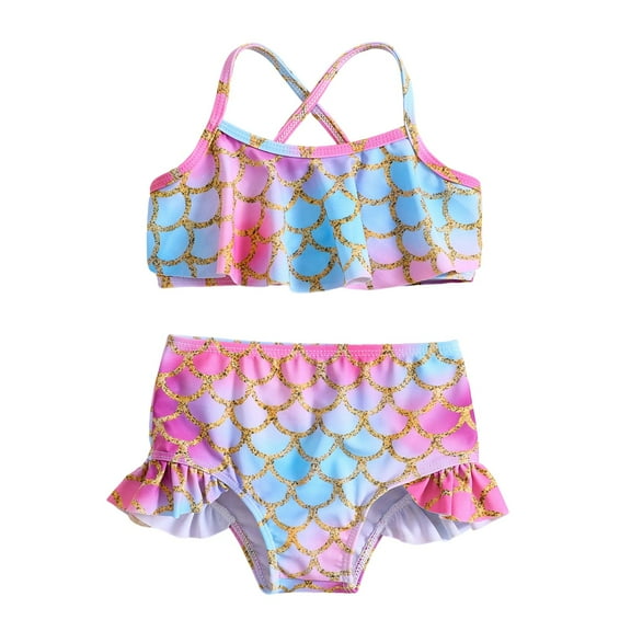 Kiijoy Toddler Girls Ruffle Bikini Swimsuit Bathing Suit Swimwear, 2-Piece, Sizes 2-3 T