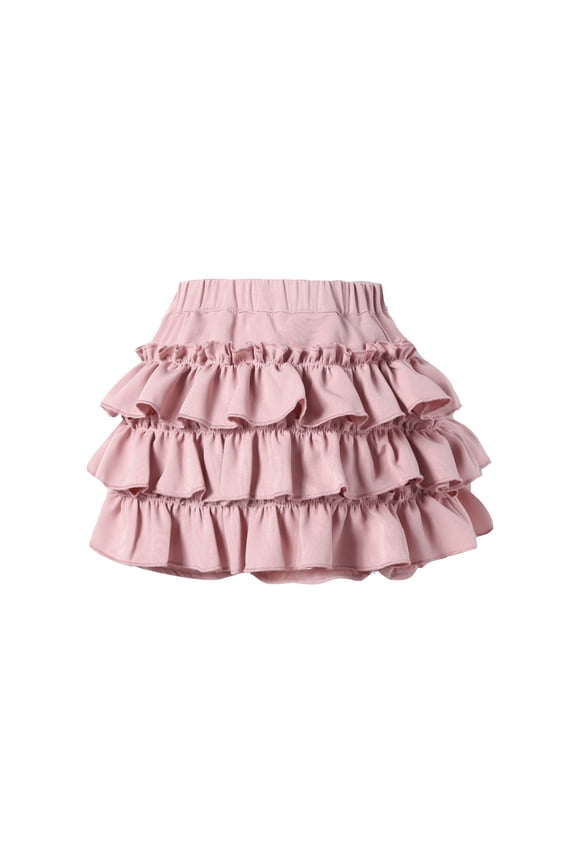Toddler Girls Ruffle Layered Skirt Solid High Waisted Skort for Girls, Sizes 3-4