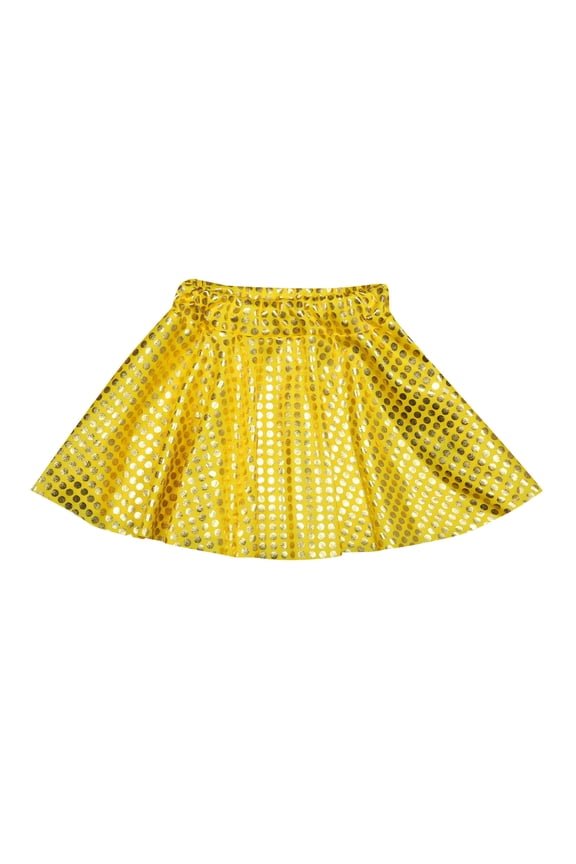 Toddler Girls Shiny Dance Disco A Line Skirt Flared Stage Performance Skirt, Sizes 4-5