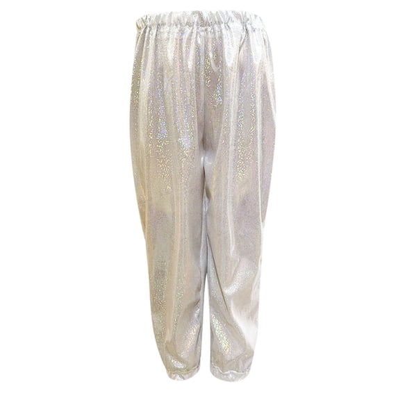 Kiijoy Toddler Girls Shiny Metallic Harem Pants Unisex Loose Fit Dance Pants, Sizes 3-16
