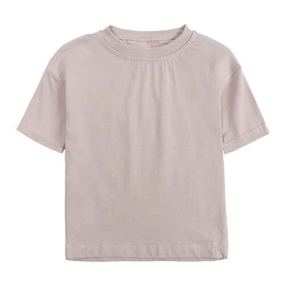 Kiijoy Toddler Girls Short Sleeve T-Shirt Solid Plain Cotton Tee Undershirt, Sizes 3-4