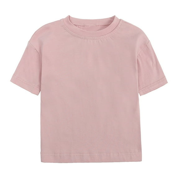 Kiijoy Toddler Girls Short Sleeve T-Shirt Solid Plain Cotton Tee Undershirt, Sizes 4-5