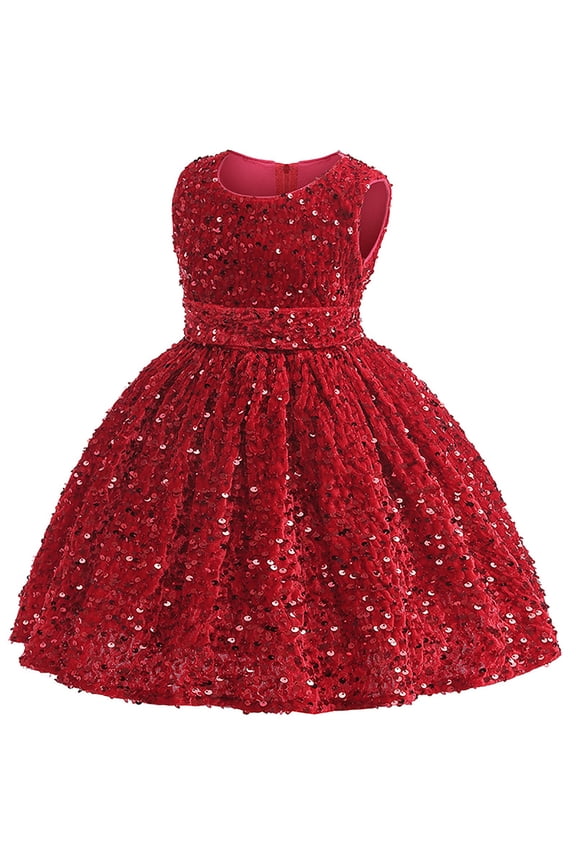 Toddler Girls Sleeveless Sequins Sparkly Dress Party Ball Gown Princess Prom Dress