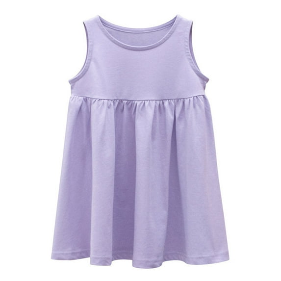 Kiijoy Toddler Girls Sleeveless Skater Dress Casual Cotton Solid Tank Dress, Sizes 12M-5T