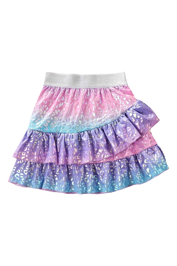 Toddler Girls Sparkling Scales Layered Skirt Beach Party Ruffle Skirt, Sizes 3-8