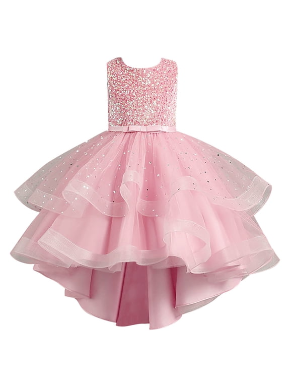 Toddler Girls Sparkly Sequin Pageant Dress Gown Sleeveless Wedding Party Dress, Sizes 3-4
