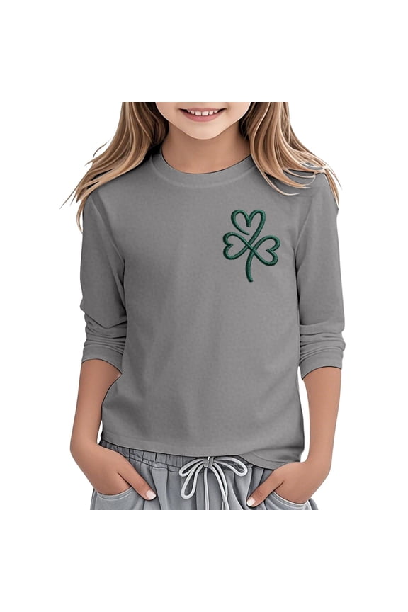 Toddler Girls St. Patrick's Day T Shirt 3/4 Sleeve Clover Graphic Tee, Sizes 3-4