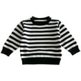 thumbnail image 1 of Kiijoy Toddler Girls Striped Casual Sweater Knit Long Sleeve Crew Neck Soft Warm Pullover, 1 of 4