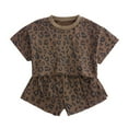 thumbnail image 1 of Kiijoy Toddler Girls Summer Shorts Set Leopard Short Sleeve T-Shirt Shorts Set Tracksuit, 1 of 8