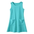 thumbnail image 1 of Kiijoy Toddler Girls Sundress Sleeveless Eyelet Tank Dress Solid Pocket Casual A-Line Dress, 1 of 5