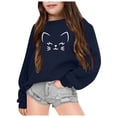 thumbnail image 1 of Kiijoy Toddler Girls Sweatshirt Cartoon Cat Print Crewneck Pullover Sweatshirts, Sizes 4-5, 1 of 3
