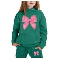 thumbnail image 1 of Kiijoy Toddler Girls Sweatsuit Bow Graphic Hooded Sweatshirt Joggers Outfits Hoodie Set, 1 of 3