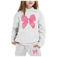 thumbnail image 1 of Kiijoy Toddler Girls Sweatsuit Bow Graphic Hooded Sweatshirt Joggers Outfits Hoodie Set, 1 of 3