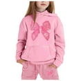 thumbnail image 1 of Kiijoy Toddler Girls Sweatsuit Bow Graphic Hooded Sweatshirt Joggers Outfits Hoodie Set, 1 of 3